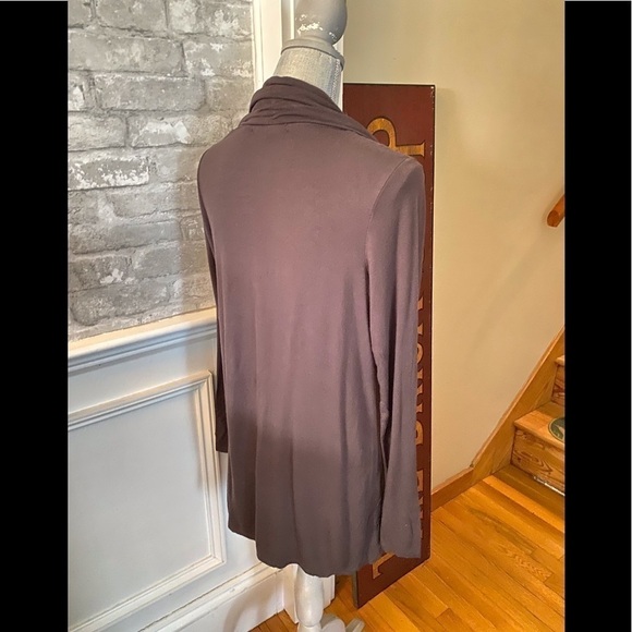 BROWN KNIT OPEN CARDIGAN SWEATER - Picture 2 of 2